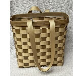 Longaberger Tan Summer Tote To Go Basket With Liner #61090